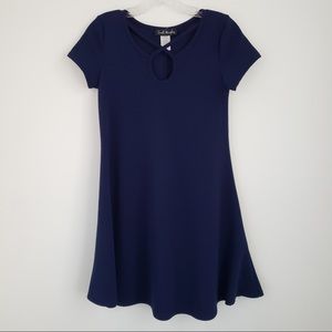 NWT French Atmosphere Navy Blue Keyhole Strappy Neckline Fit & Flare Mini Dress
